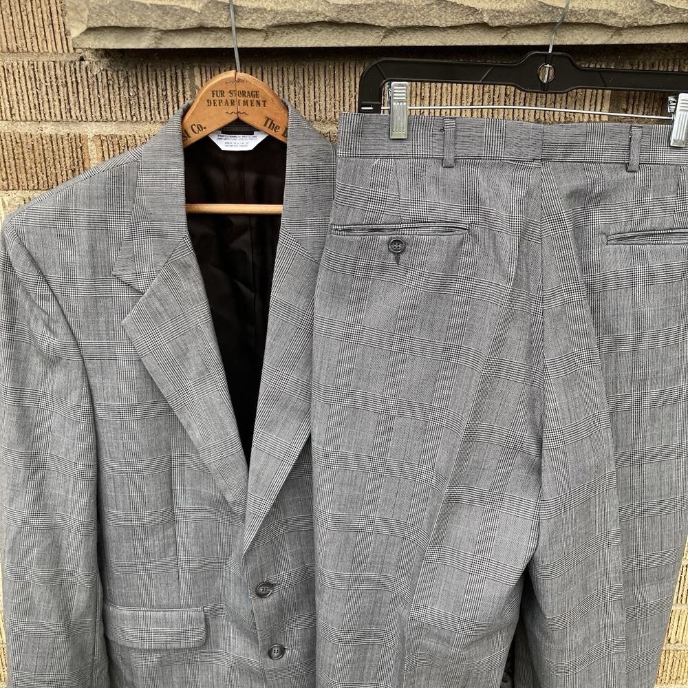 J. Riggings Gray Glen Plaid 2-Piece Suit 38R 32.5x27.5 NWT‎ VTG
